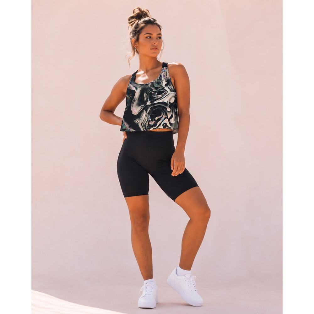 Nike Pro Dri-FIT‎ Glitch Print Crop Top Women S Loose Fit Crossback Iridescent